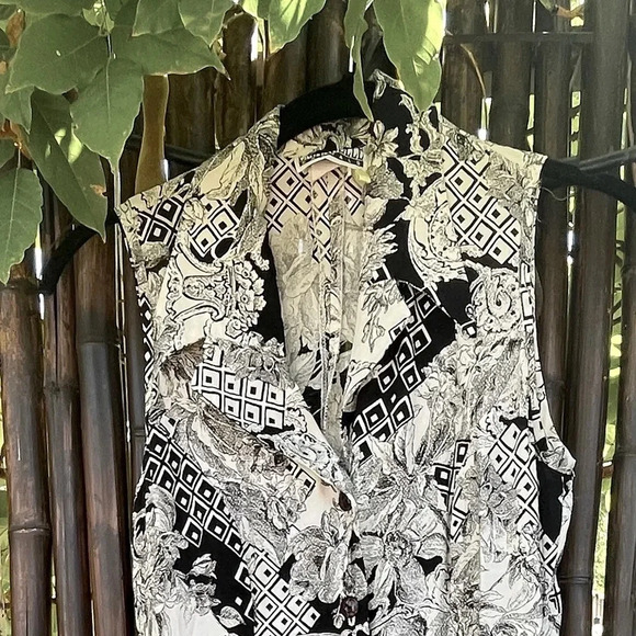 Vintage Maxi Dress • Button Up • Black & White Pattern • Women’s XS / S - Picture 1 of 7